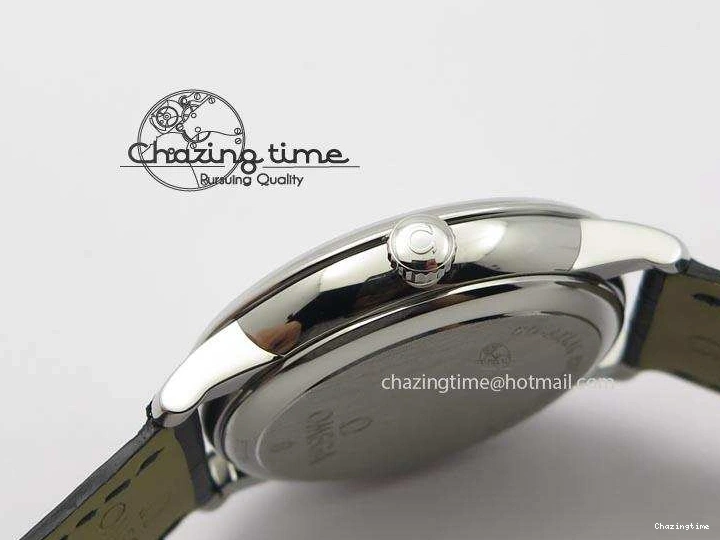 0404 Flexible De Ville MK 1:1 Best Edition SS White Dial On Black Leather Asian Seagull T1701 (Sec@6) 8244